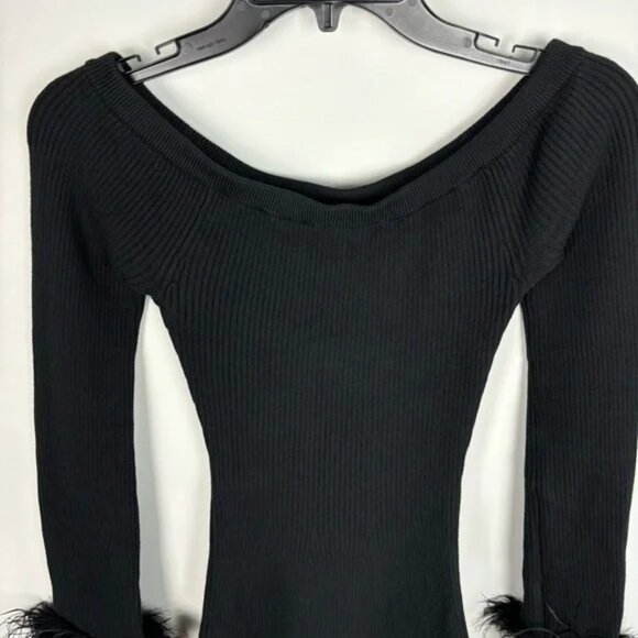 Lovers and Friends Ellerie Feather Knit Mini Dress in Black Size M - Picture 3 of 9
